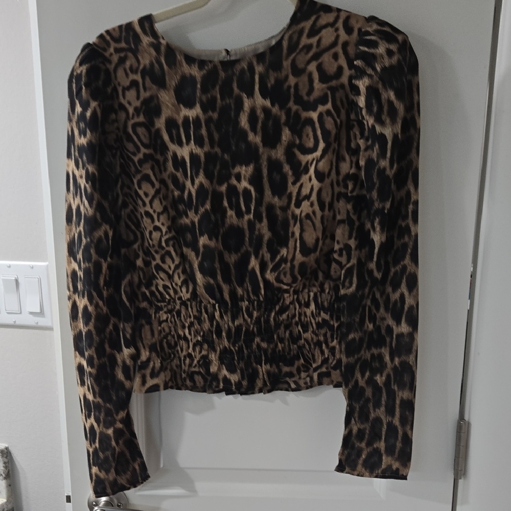 Express Animal Print Long Sleeve Blouse